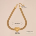 Gold stainless steel heart pendant necklace with flat mesh chain and measurements - 1# Heart Necklace