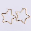 Minimalistische goldene Stern-Creolen für Damen aus poliertem Edelstahl gefertigt - 65x65mm / Gold