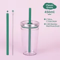 Classic green 450ml Tritan straw cup with 304 stainless steel cleaning brush - 450ml / Classic Green