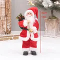30cm Stehender Weihnachtsmann in rotem Anzug mit Geschenksack und Laterne Dekoration - Klassisch Rot-Weiß Mit Laterne