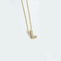 Gold balloon letter L pendant necklace with white zircon pavé and rope chain style - L