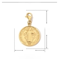 Detail view of 18mm gold stainless steel Tree of Life pendant with dimensions and weight - Saint Michael-YF048
