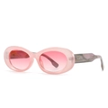Gafas de sol retro ovaladas con montura rosa translúcida y patillas marmoladas - C11 Rosa/Lentes Rosas