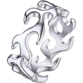 Hip hop style stainless steel flame ring with hollow silver carving for men and women - Size 7 / Silver