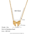 Collana con ciondolo a fiocco in acciaio inossidabile placcato oro 18K e catena 40+5cm - Collana Con Ciondolo a Fiocco Squisita-Oro