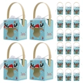 Boîtes cadeaux de Noël bleues avec motif de renne et nœuds blancs en emballage groupé - Fenêtre de Renne Bleue