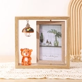 Cadre photo rotatif 6 pouces en bois avec figurine de tigre orange et mini lampe déco - Tigre du Zodiaque / 6 Pouces
