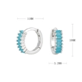 Détails de taille des boucles huggie en argent S925 avec turquoise, diamètre de 11mm - Argent 925 / Argent/Turquoise