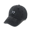 Vintage-Baseballkappe in verwaschenem Schwarz mit weißer 77-Stickerei und gebogenem Schirm - 58cm / Schwarz