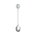 Silver stainless steel dessert spoon featuring a blue moon and star charm pendant - Silver Spoon Blue Moon Pendant