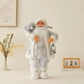 Standing Santa Claus figurine in silver sequined suit with lantern for holiday decor - Silver Outfit / 60cm Height