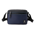 Men's large nylon crossbody bag in navy blue and black with adjustable strap - Solid Dark Blue
