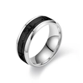 Detailed macro view of the heartbeat pattern on the luminous titanium steel heart ring - Black - Luminous EKG
