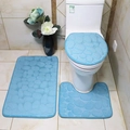 Set di 3 tappetini da bagno azzurri con trama a ciottoli in pile corallo assorbente - Tappetino Da Bagno E Tappetino A U / Azzurro