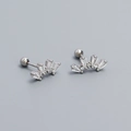 Clou d'oreille en argent S925 avec zircons rectangulaires et fermoir à vis - Argent 925 / Or Blanc