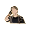 Minimalist enamel pin featuring a faceless male figure with gold plating and black enamel - Black Vest Character