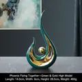 Modern green and gold ceramic phoenix statue, luxury home decor, 14.5x6x28.5cm size - Phoenix Flight - Green Gold High