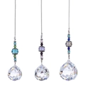 3-piece crystal ball prism suncatcher set with colorful beads for window hanging decoration - Small and Large Crystal Balls Combination