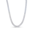 Detail view of multi-layered silver stainless steel mesh chains with high-gloss finish - Steel Color Necklace 6mm