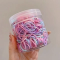 Elastici per capelli spessi color macaron in un barattolo di plastica trasparente - Barattolo / 11# Gelatina Ispessito (Circa 500 Pezzi)