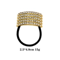 Detail view of gold alloy ponytail cuff with sparkling crystals, size 2.5x4.8cm and 15g - 1081-5 Gold Curved