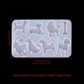 Dog and bone shaped translucent silicone mold for DIY resin earrings with dimensions - Dog Pendant Earrings Mold