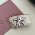 Elegant silver alloy hair clip featuring pink rhinestone flower design on metal base - Silver/Pink Zirconia-Rectangle Clip Flower