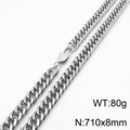Chaîne à double maille gourmette en acier titane argenté, 710x8mm avec fermoir homard - 8mm*710mm(KN232833-ZZ)