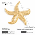 Golden stainless steel starfish pendant with textured finish for DIY necklaces - PJ91750-Gold Textured Starfish