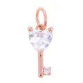 Rose gold heart-shaped key pendant featuring a large heart crystal and zircon detail - Grey L75 Heart Key / Rose