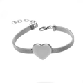 Bracciale a maglia argentata con ciondolo a cuore in acciaio inossidabile per donna - Placcato Oro 18K / Color Acciaio