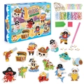 DIY pirate gem keychain kit for kids including 15 keychains and colorful diamond tools - Pirate Adventure Style (SK8020)