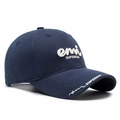 Classic navy blue cotton baseball cap with white 3D letter embroidery and breathable holes - Navy Blue