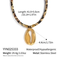 Golden stainless steel shell pendant necklace with leopard print fabric chain - Cowrie Shell Style (YYN025333)