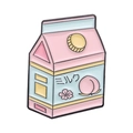 Pink peach milk carton enamel pin badge with Japanese text and floral accents - XZ8654-Peach Milk Box