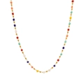 Bohemian gold chain necklace featuring colorful cubic beads for a vibrant vacation look - NC-1910G Necklace-Multi-color Cube Beads