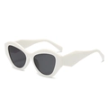 Gafas de sol blancas de ojo de gato con montura gruesa y lentes gris oscuro - C2 Marco Blanco Lente Gris