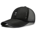 Berretto da baseball da uomo in mesh nero con visiera lunga e traspirabilità - Regolabile / Nero