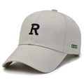 Berretto da baseball beige con ricamo lettera R in 3D e etichetta verde neon - Regolabile / Cachi