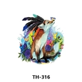 Waterproof temporary tattoo sticker featuring fox with feather headdress and purple flowers - Th-316 / 210*148mm