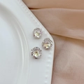 Silver base nail art crystals with multi-faceted iridescent champagne transparent stones - Moonlight