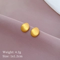 Gold oval titanium steel stud earrings with you are lovable engraving on purple fabric - Titanium Steel / Minimalist Engraved Egg Style (T417) / Gold
