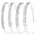 Silver bridal headband set with four unique rhinestone patterns on a white background - Silver Headbands Combination (46#)