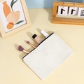 Off-white canvas zipper pouch for cosmetics and stationery with minimalist design - Blank Style