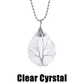 Clear white crystal tree of life water drop pendant with silver wire wrapping - White Crystal/Copper / Teardrop Tree of Life