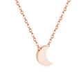 Macro shot of polished rose gold crescent moon pendant on an adjustable O-shaped chain - Moon Rose Gold