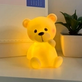 Cute yellow bear LED night light with warm glow for children bedroom decoration - Head-tilting Bear Yellow