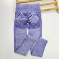 Lila nahtlose Yoga-Leggings mit hoher Taille und Push-Up-Effekt in Acid-Wash-Optik - S / Lila