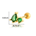 Gold stainless steel cartilage stud with pear-cut green zircon stones and screw back - Gold Green (0174-4#)