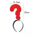 Detail view of red question mark headband with size dimensions 13.5cm by 20cm - Big Question Mark